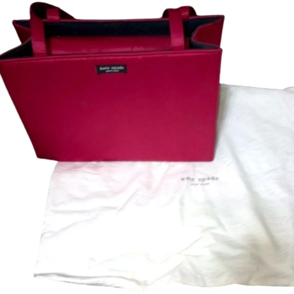 KATE SPADE Red Nylon Tote w/Branded Dust Bag, EUC